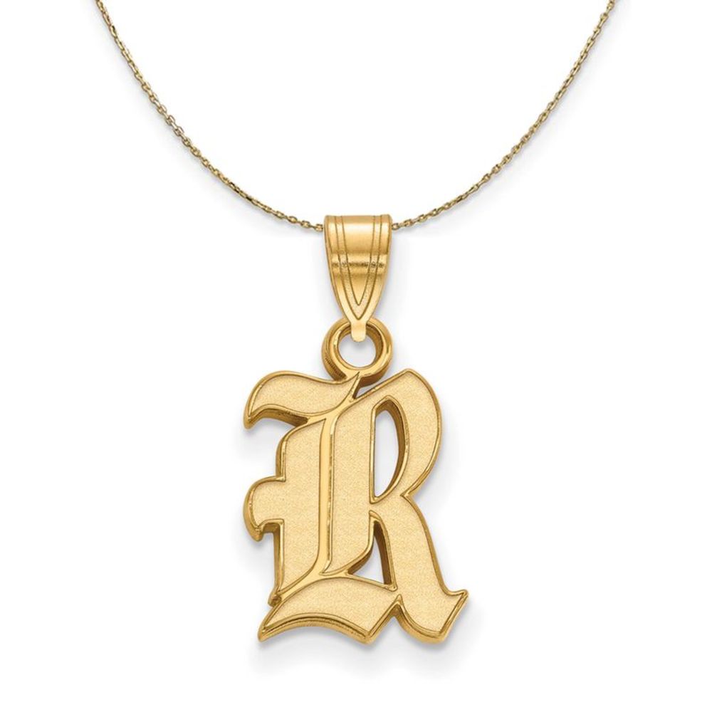 14k Yellow Gold Rice U. Owls Small 'R' Necklace - 22 Inch